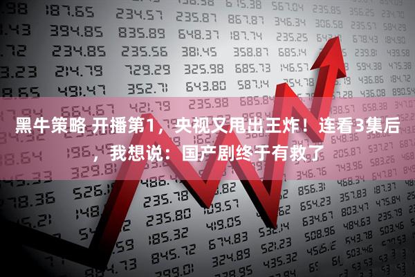 黑牛策略 开播第1，央视又甩出王炸！连看3集后，我想说：国产剧终于有救了