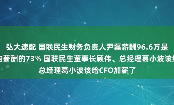 弘大速配 国联民生财务负责人尹磊薪酬96.6万是券商CFO平均薪酬的73% 国联民生董事长顾伟、总经理葛小波该给CFO加薪了