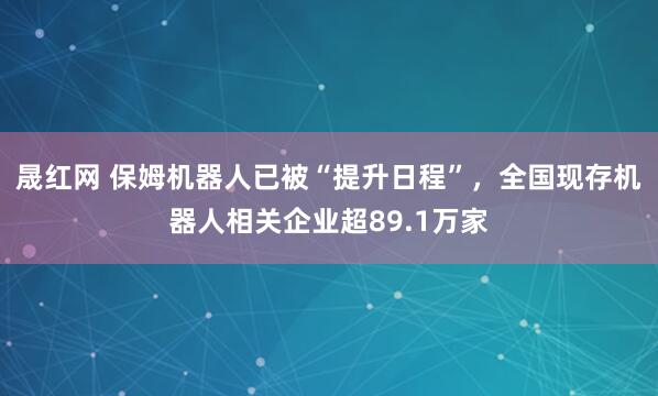 晟红网 保姆机器人已被“提升日程”，全国现存机器人相关企业超89.1万家
