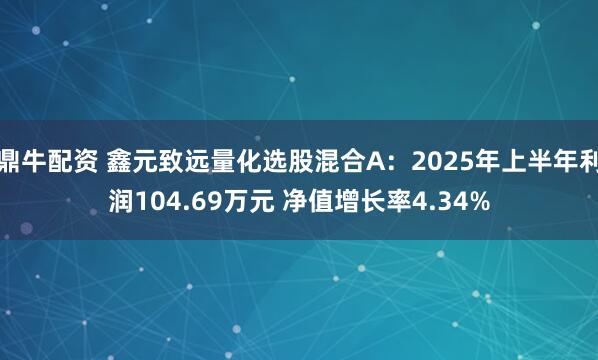 鼎牛配资 鑫元致远量化选股混合A：2025年上半年利润104.69万元 净值增长率4.34%