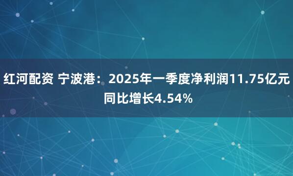 红河配资 宁波港：2025年一季度净利润11.75亿元 同比增长4.54%